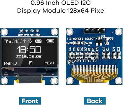 Hosyond 5 Pcs 0.96 Inch OLED I2C IIC Display Module 12864 128x64 Pixel SSD1306 Mini Self-Luminous OLED Screen Board Compatible with Arduino Raspberry Pi (White)