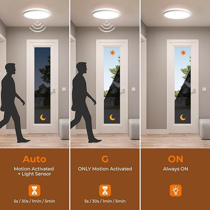Matane 2Pack Motion Sensor LED Ceiling Light with Remote, 12 Inch Wired Flush Mount Ceiling Light 3000K 4000K 5000K, 2400LM Dimmable Motion Sensor Light Indoor for Closet Hallway Laundry Stairs White