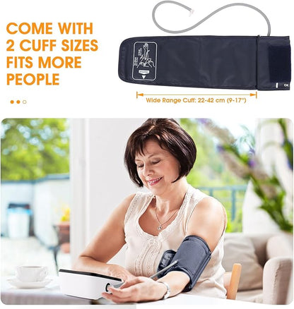 Blood Pressure Machine, Automatic Upper Arm Blood Pressure Monitor with 2x199 readout, 4.5 inch Backlit Large Screen Adjustable Large Cuff 9 to 17 inches - arrhythmia and Home Hypertension Detector