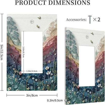 Bvtewkhz Wildflowers Rustic Flowers Floral Plants 1 Gang Single Rocker Wall Plate Cover Vintage Mountain Decorative Light Switch Covers Electrical Faceplate Switch Plates for Bathroom Kitchen Home
