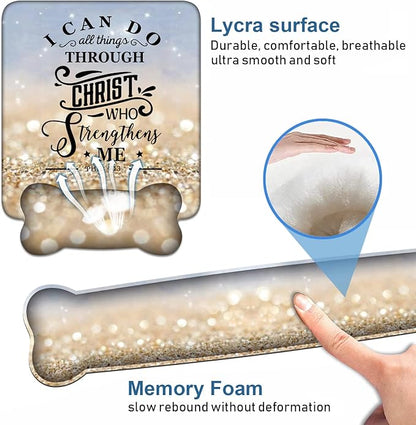 Keyboard Wrist Rest + Mouse Pad Wrist Support Set with Coasters, Non-Slip PU Base Ergonomic Mousepad for Home Office Working Studying Easy Typing & Pain Relief, Bible Verse Phil 4:13