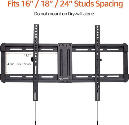 Amazon Basics Tilt TV Wall Mount with Horizontal Post Installation Leveling for 32 to 86 inch TVs, Black