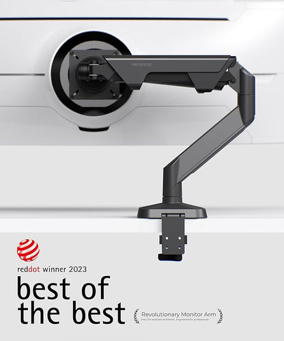 Modernsolid Heavy Duty Monitor Arm Desk Mount for 34-49 Inch Ultrawide Curved Monitors, Supports 14-38 lbs, Gas Spring Ergonomic Full Motion with Cable Management, Red Dot Design Awarded, Black