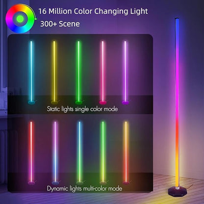 PTVGS LED RGB Corner Lamp: Smart RGB LED Corner Floor Lamp Adjustable Height with 16 Millon RGBWIC Color Changing Lights 300+ Scene,Music Sync&Timer,Ambient Lighting for Living Room,Bedroom,Game Room