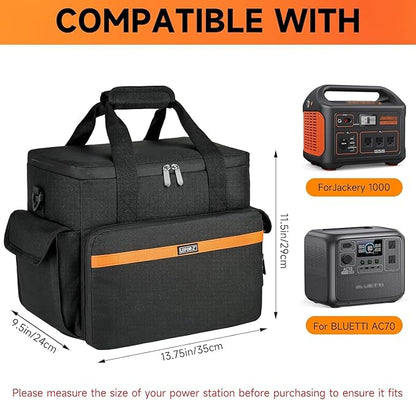 LEFOR·Z Carrying Case Compatible with Jackery Explorer 1000/ECOFLOW River Max/Bluetti EB70S/GRECELL T1000 Portable Power Station,Travel Storage Bag for Charging Cable and Accessories(Bag Only)