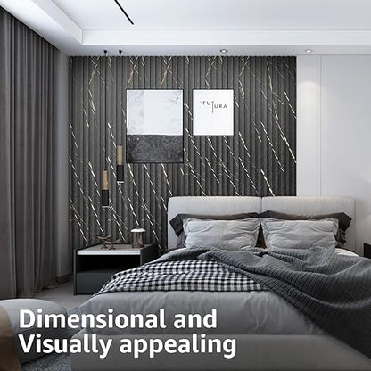 Art3d 8-Pack WPC Slat Panel for Interior Decor, Decorative Fluted Accent Wall Covering for Living Room Bedroom TV Background Office, 96 x 6 Inch - Granite