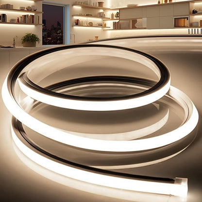 VOEWT LED Strip Lights Neutral White 4000K,98.4ft 110-120V Neon Rope Lights,Flexible Silicone Outdoor Waterproof Neon Strip Lights for Bedroom,Mirror,Kitchen Cabinet, Living Room,Halloween Decor