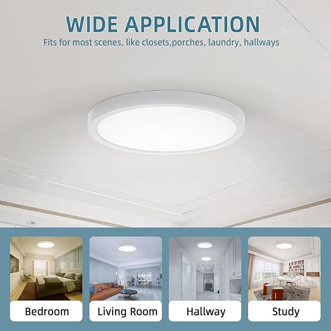 TOPELER 9inch Flush Mount Ceiling Light, Dimmable Ultra-Thin LED Ceiling Light 24W 2000Lm, 5CCT Selectable (2700K-6000K) Super Bright Lighting Fixture for Kitchen, Porch, Hallway, Stairwells