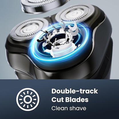 Electric Razor for Men Cordless: Wet/Dry Rotary Shaver Waterproof - USB Fast Charging & Sensitive Skin Care - Pop up Trimmer & Precision Blades Upgraded Gorgeous Black Upgraded