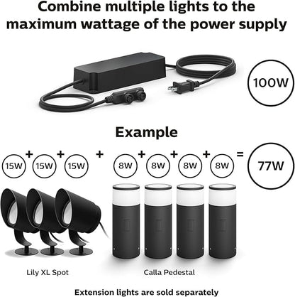 Philips Hue Outdoor 8-Foot Cable and T Connector - Connect Your Hue Outdoor Low Voltage Lights - 1 Pack - Requires Hue Bridge - Weatherproof