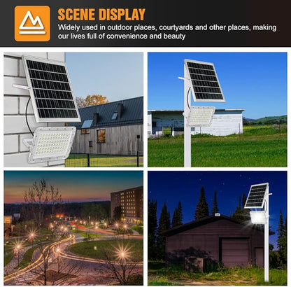200W LED Solar Flood Lights,18000Lumens Street Flood Light Outdoor IP67 Waterproof with Remote Control Security Lighting for Yard, Garden, Gutter, Swimming Pool, Pathway, Basketball Court, Arena
