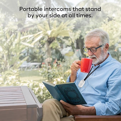 Hosmart Intercoms Wireless for Home, 2024 New Rechargeable Full Duplex Caregiver Pager for Elderly Senior, Two-Way Real-time Talk, Portable Personal Alert, Call/Monitor Button for Home Safety