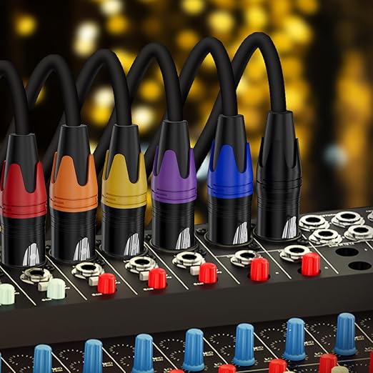 AuxLink 25ft XLR Microphone Cable 2Pack - Gold-Plated 3-Pin Male to Female, Compatible with Microphones, Speaker Systems, Stage Lighting and More