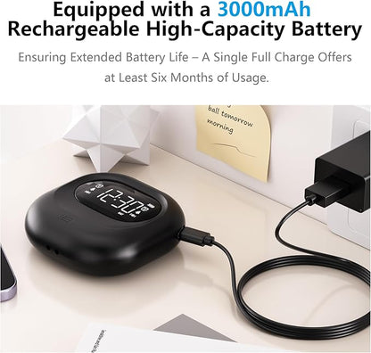 Mesqool Vibrating Alarm Clock for Heavy Sleepers, Battery Operated Rechargeable Bed Shaker Under Pillow, Weekday/Weekend Dual Alarms, Wireless, Cordless, Travel Digital Clock for Hearing-impaired