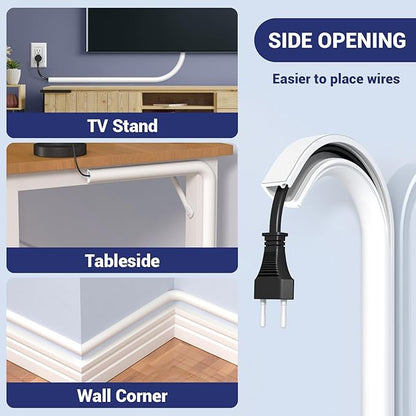 Cord Hider Wall, Wire Covers for Cords on Wall, Flexible Cable Concealer for Cable Hider, Self-Adhesive Silicone Wire Hider for TV Powers Home Office, W0.59inxH0.39in, White (118 inch)