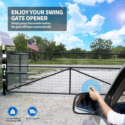 TOPENS A5131 Single Swing Gate Opener Medium Duty Automatic Gate Motor for Single Swing Gates Up to 16ft, Electric Driveway Gate Operator AC Powered with Remote Control Kit Solar Compatible