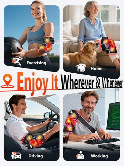 Upgrade 4 Massage Area Knee Brace & Red Light Therapy for Knee, Cord-Free Rechargeable Controller, 20Min Auto Shut-Off, 660nm & 850nm Red Light Therapy Device for Knee/Elbow/Shoulder.
