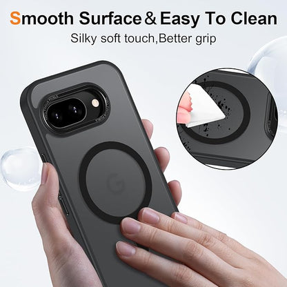 Magnetic for Google Pixel 9a Case, [Military Grade Drop Protection] [Compatible with MagSafe] Shockproof Slim Translucent Matte Anti-Slip for Women Girls Men Case, Black