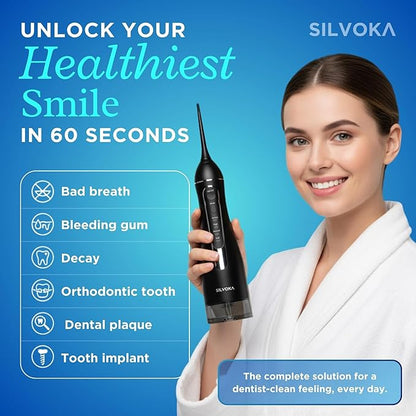 Water Flosser for Teeth, Cordless Oral Irrigator, Portable Dental Flosser with 300ML Tank, 4 Cleaning Modes, IPX7 Waterproof, Rechargeable Water Floss Pick for Braces, Gum Care & Travel