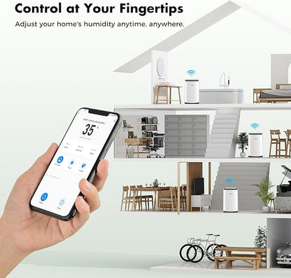 WHOY Dehumidifier for Basement 6,000 Sq Ft, 120 Pints Max. Smart Compressor,Intelligent Humidistat, Smart App-Controlled with Darin Hose And App Control for Basement, Bathroom,Living room,Bedroom,Home