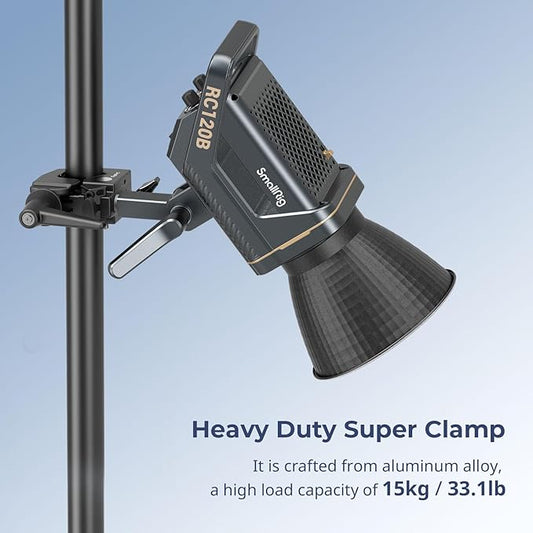 SMALLRIG Super Clamp Kit, Heavy Duty Max Load 33lb /15kg, with a 1/4"-20 & a 3/8"-16 Top Screw on a 5/8" Stud, for Photography Studio Video Camera Lighting, for Round Pipe and Flat Surface