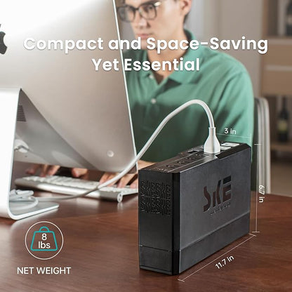 SKE Compact Size 625VA/360W UPS Battery Backup & Surge Protector for Computer UPS Uninterruptible Power Supply Phoenix VL625