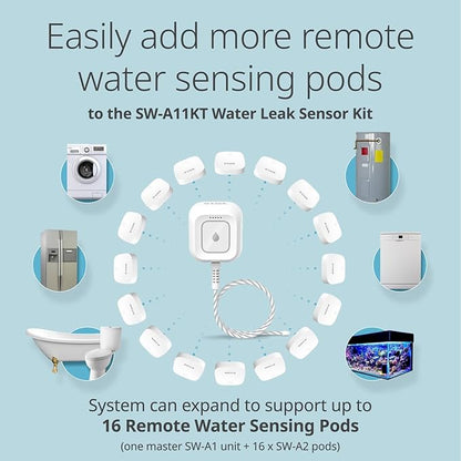 D-Link Add-on Remote Battery-Powered Water Leak Sensing Pod, Long-Range, Compatible Only with SW-A11KT, Single and Multi-Pack (SW-A2)