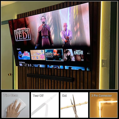 20ft COB LED Strip Lights, Bluetooth Smart App Tunable 3000K~6500K White Daylight to Warm White Light Strip with Remote Dimmable for Bedroom Kitchen Home Lighting