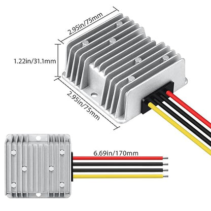 LeMotech DC 24v to 12v Converter 10A 120W Step Down Converter Voltage Reducer IP68 Waterproof Transformer for Golf Cart Truck Boat Vehicle