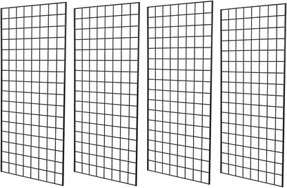 NEESEEYEE Commercial Grade Gridwall Panels – Heavy Duty Grid Panel for Any Retail Display, 2’ Width x 4’ Height, 4 Gridwall Panels Per Carton (Black Finish)