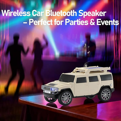 WSTER Solar Off-Road Car Bluetooth Speaker – HD Stereo Sound with TWS Pairing, TF/USB Playback, Portable Bluetooth Car Speaker for Home Audio, Outdoor Use & Retro Gifts for Men (Beige)