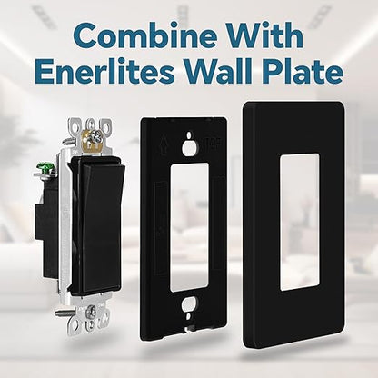 ThunderWay Matte Black Single Pole Decorator Light Switch with Screwless Wall Plate, 15 A 120/277 V, ON/Off Rocker Paddle Interrupter, Self-Grounding, Residential Grade,UL Listed (20 Pack)