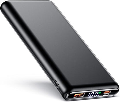 ZZI Portable Charger, 32000mAh 5V/3A Power Bank with Dual 22.5W High-Speed Charging, Thinnest Travel Essentials with LED Display, Battery Pack Compatible with iPhone Samsung iPad etc (Black)