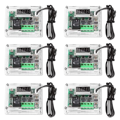 6PCS Temperature Controller Module XH-W1209 LCD Display Digital Thermostat Module with Waterproof NTC Probe -50~110℃ DC 12V Electronic Temp Control Module Switch