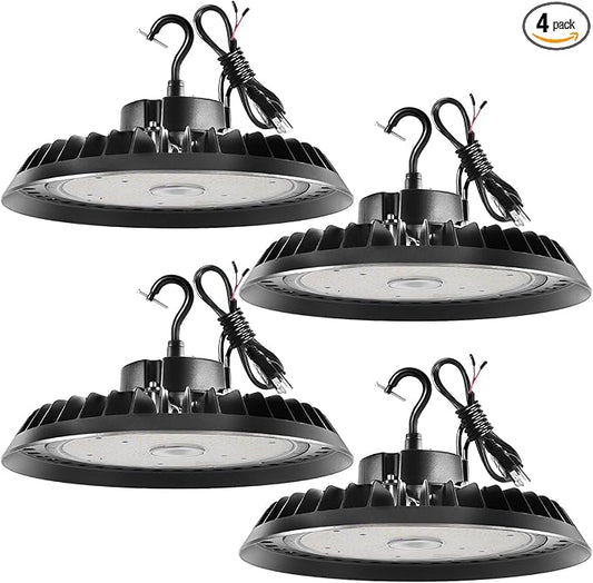 UFO Led High Bay Light 150W 2250lm 5000K 1-10V Dimmable High Bay Led Shop Lights ETL Listed US Hook 5' Cable Led High Bay Lights Alternative to 650W MH/HPS for Shop Warehouse Gym Factory