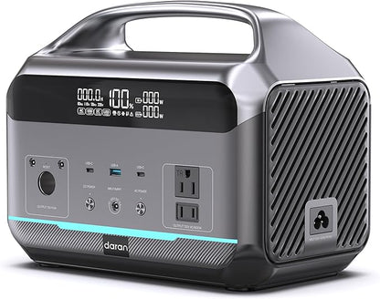 Portable Power Station 600W(1200W Surge), 288Wh(90,000mAh) Solar Generator LiFePO4 Battery with AC Outlets, 1.7H Fast Charging for Home & Emergency, Hurricane, CPAP