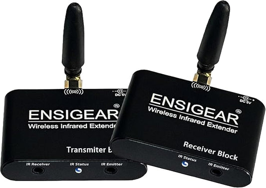 ENSIGEAR Wireless IR Repeater Kit, Infrared Remote Control Extender, Infrared Remote Control Wireless Connection Device. (Transmitter + Receiver)