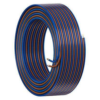 HiFind 16/2 Gauge AWG Car Audio Speaker Wire Cable 40 Ft, Professional Shielded OFC Zipper Wire, Transparent Soft PVC for Automotive Stereo HiFi Home Theater System, Subwoofer, Blue+ Brown