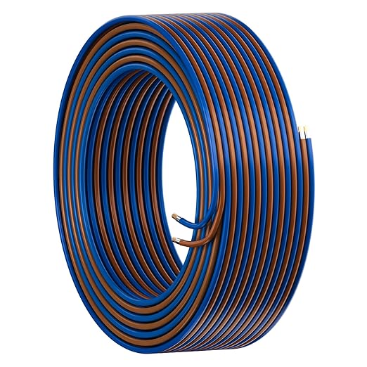 HiFind 16/2 Gauge AWG Car Audio Speaker Wire Cable 40 Ft, Professional Shielded OFC Zipper Wire, Transparent Soft PVC for Automotive Stereo HiFi Home Theater System, Subwoofer, Blue+ Brown