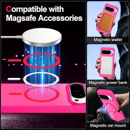 Magnetic for Google Pixel 9 Pro XL Case, [Military Grade Drop Protection] [Compatible with MagSafe] Shockproof Slim Translucent Matte Anti-Slip for Women Girls Men Case, Hot Pink