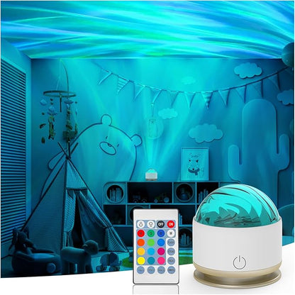 HUMIIEYE Northern Light Projector, Battery Operated Aurora Night Light with Timer Function, 13 Colors Galaxy Lamp Ripple Ceiling Projector Mood Ambient Lighting for Bedroom Adults Kids Room Girl Gift