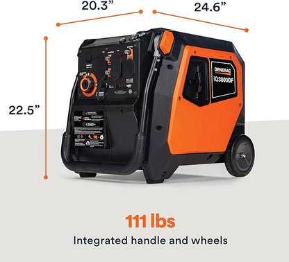 Generac 3,800-Watt Dual-Fuel Portable Inverter Generator - Gas and Propane Compatible - Quiet Operation - Clean, Stable Power - Great for Home Backup, Camping, and RV Use