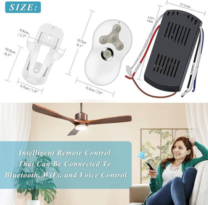 Universal Hunter Ceiling Fan Remote Control Kit, Smart Wi-Fi Control Kit for Hunter Harbor Breeze Hampton Bay, Compatible with Alexa, Google Assistant and Smart Life App, 3-Speed, Light Dimmer