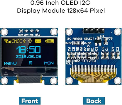 Hosyond 5 Pcs 0.96 Inch OLED I2C IIC Display Module 12864 128x64 Pixel SSD1306 Mini Self-Luminous OLED Screen Board Compatible with Arduino Raspberry Pi(Blue and Yellow)
