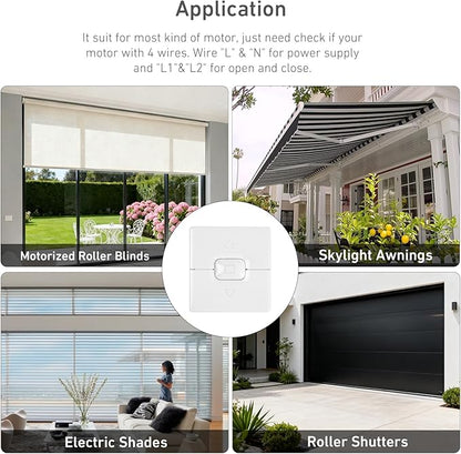 AC 110V/220V Hardwired Wall Controller | Roller Shutter Switch for Tubular Motors, Roller Shutters & Awnings