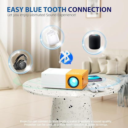 PVO Projector WiFi Portable Mini Projectors 1080P, Phone Screen Can Be Mirrored to Video Projector via WiFi, Movie Projectors Compatible with Smartphone/ Tablet/ Laptop/TV Stick/PS/Type-C/USB Drive