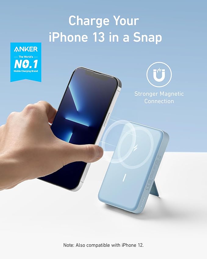 Anker 633 Magnetic Battery, 10,000mAh Wireless Portable Charger, 20W USB-C Power Bank with Stand, Magsafe-Compatible for iPhone 16/15/14 Series