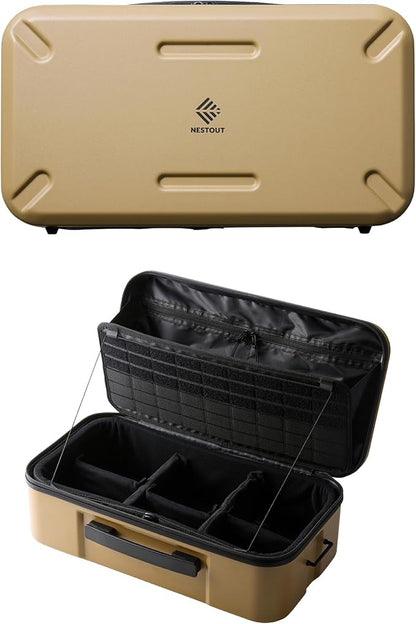 ELECOM NESTOUT Gear Storage Case, Lightweight Hard Shell Organizer, Water-Resistant, Stackable Organizer with Padded Dividers, Fits Cameras & Accessories Travel Outdoor Tech Accessories