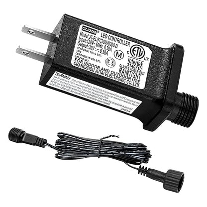 30V 0.3A Class 2 Power Supply Replacement LED Transformer IP44 LED Light Controller Low Voltage Transformer for Christmas String Light Inflatable Device (30V9W 8Modes 1PC)