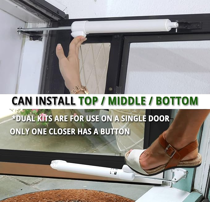 Touch 'n Hold Smooth Dual Door Closer System (Cranberry) – Heavy-Duty - Touch-Button Hold Open Feature & Smooth Closing Motion - Storm & Security Door (Medium/Heavy Weight). New Door/Replace Old Unit